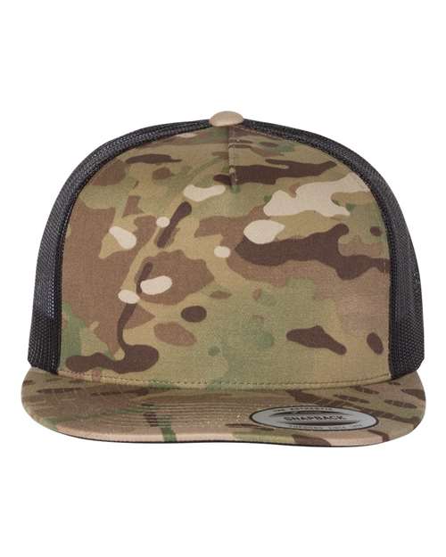 YP Classics Classic Five-Panel Trucker Cap - Multicam Green/ Black