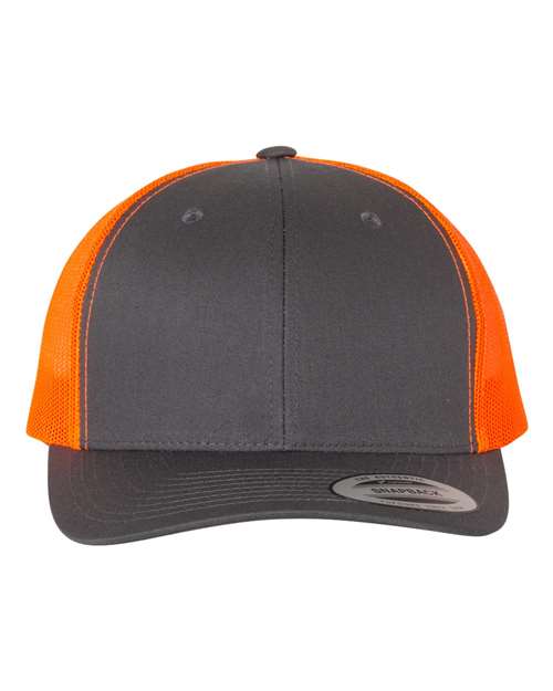 YP Classics Retro Trucker Cap - Charcoal/ Neon Orange