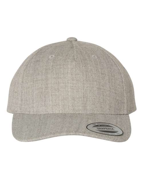 YP Classics Premium Five-Panel Curved Bill Snapback Cap - Heather Grey