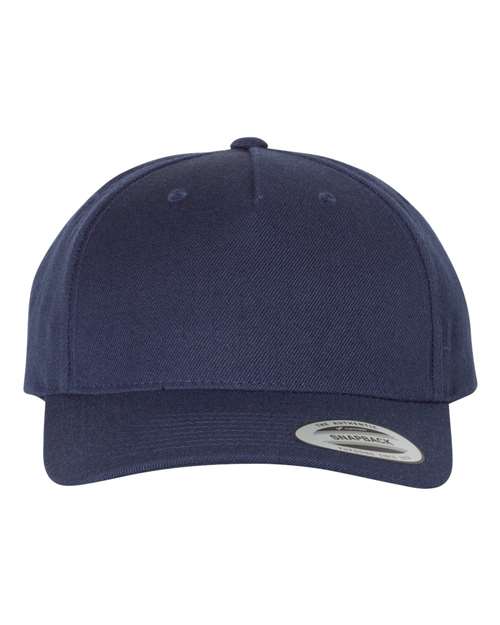 YP Classics Premium Five-Panel Curved Bill Snapback Cap - Navy