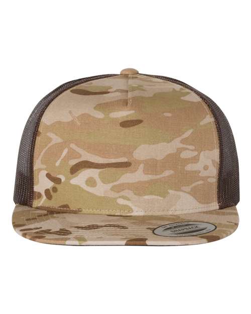 YP Classics Classic Five-Panel Trucker Cap - Multicam Arid/ Brown