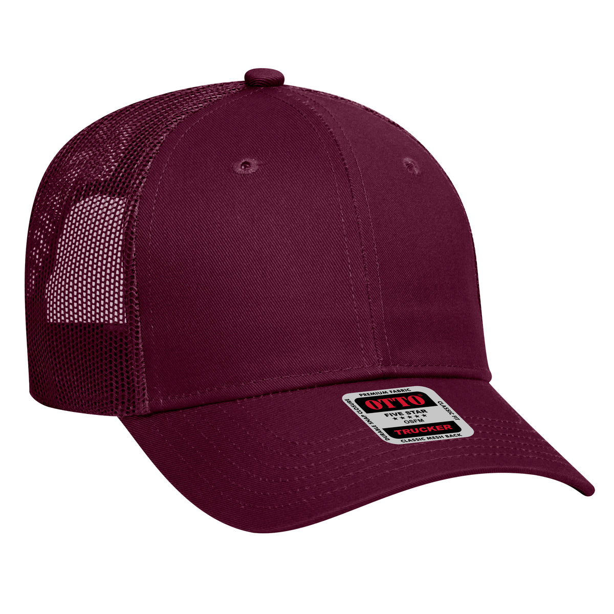 Otto Cap 83-473 6 Panel Low Profile Mesh Back Trucker Hat - Maroon