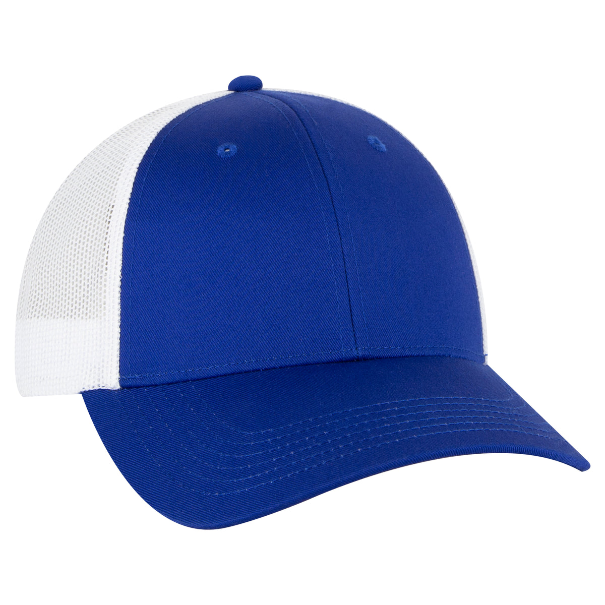 Otto Cap 83-473 6 Panel Low Profile Mesh Back Trucker Hat - Royal/Royal/White