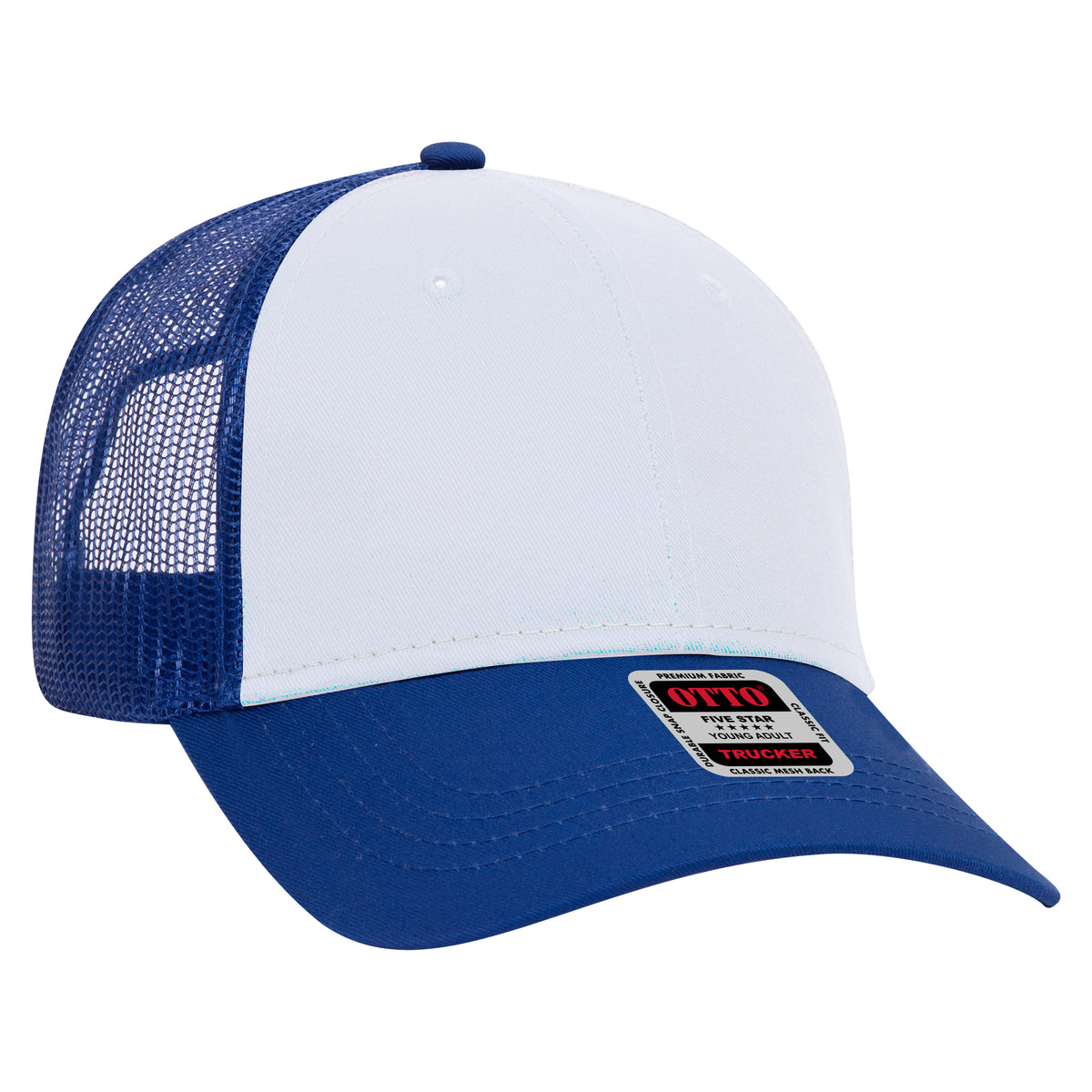 Otto Cap 83-473 6 Panel Low Profile Mesh Back Trucker Hat - Royal/White/Royal