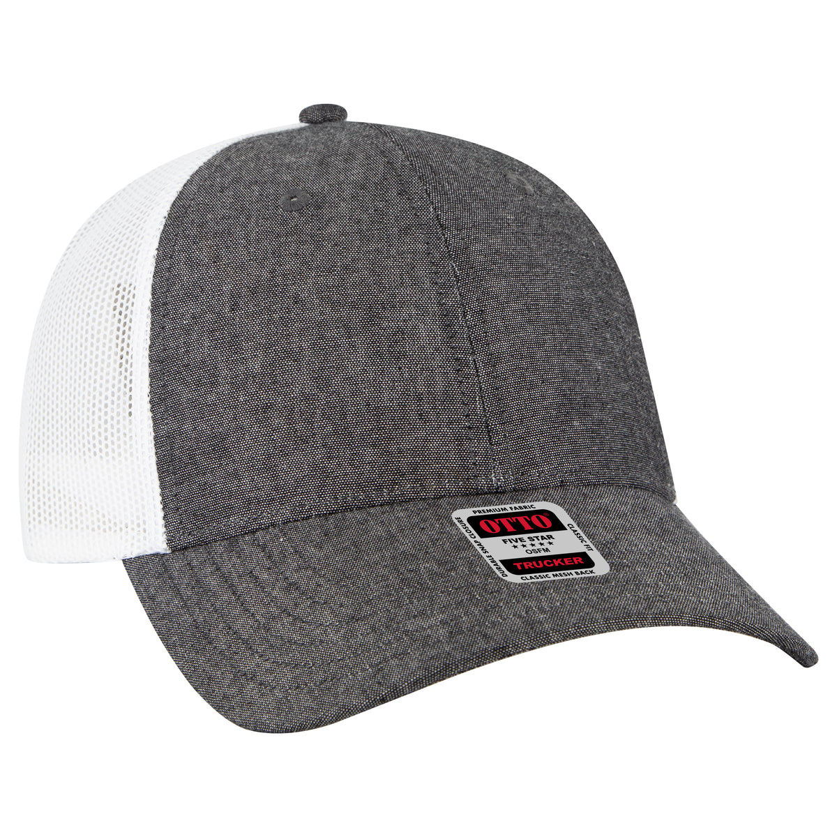 Otto Cap 83-473 6 Panel Low Profile Mesh Back Trucker Hat - Black/White