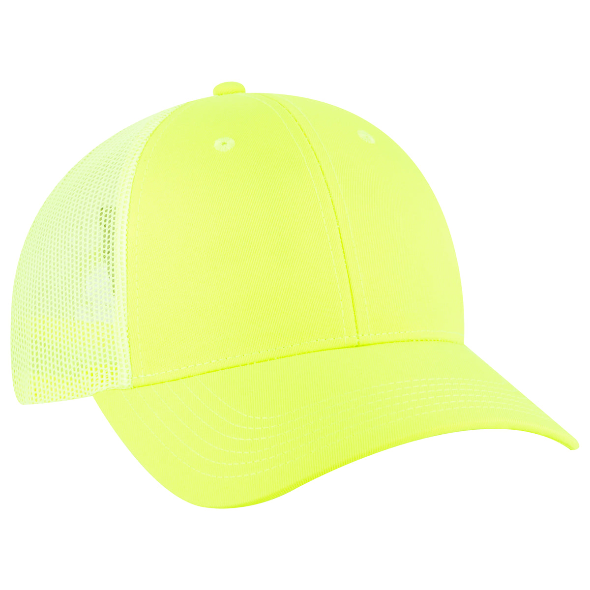 Otto Cap 83-473 6 Panel Low Profile Mesh Back Trucker Hat - Neon Yellow
