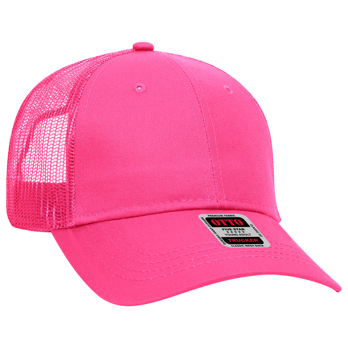 Otto Cap 83-473 6 Panel Low Profile Mesh Back Trucker Hat - Hot Pink
