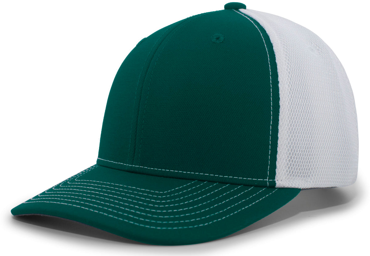 Pacific Headwear Air Mesh Sideline Cap - DARK GREEN/WHITE/DARK GREEN