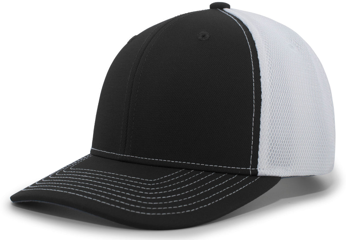 Pacific Headwear Air Mesh Sideline Cap - BLACK/WHITE/BLACK