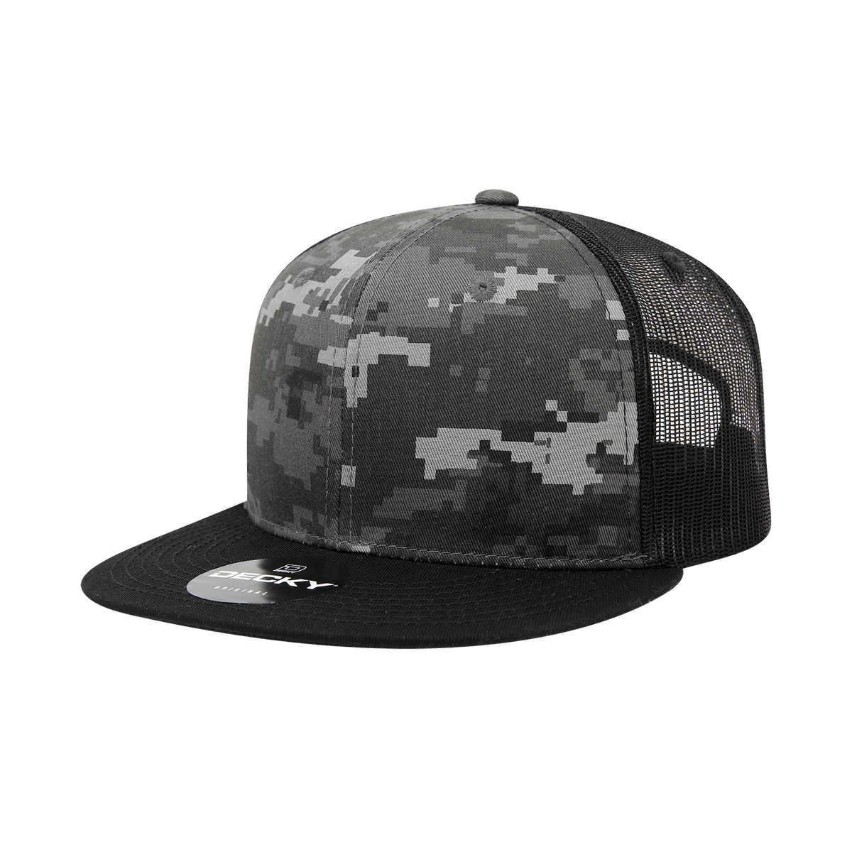 Decky BLK/NTG/BLK / OSFM 6 Panel High Profile Structured Camo Trucker