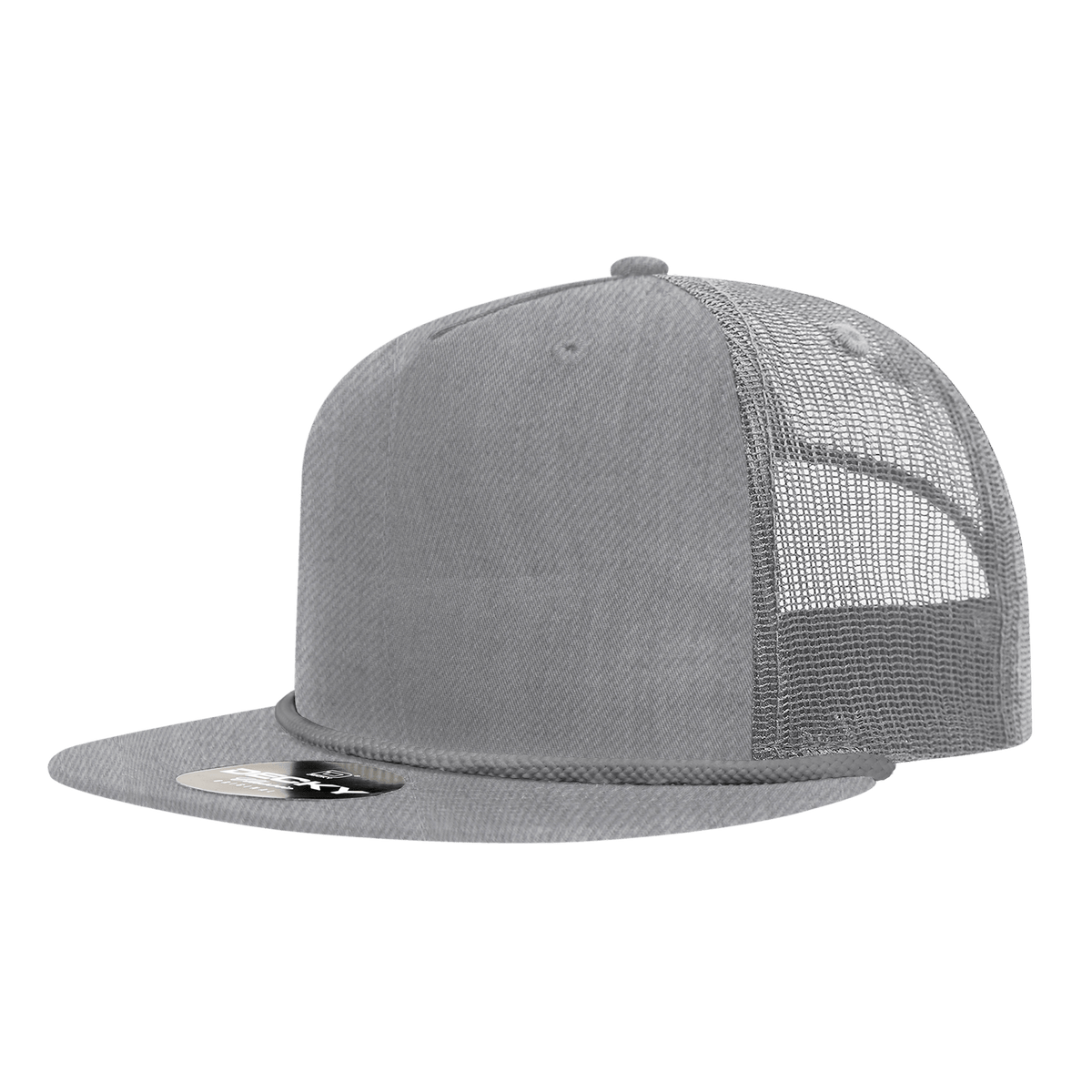 Decky Heather Grey / Standard 5 Panel High Profile Relaxed Cotton Blend Trucker w/Rope