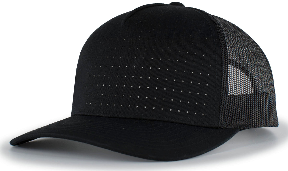 Pacific Headwear BLACK/REFLECTIVE / OS Perforated 5-Panel Trucker Snapback Cap