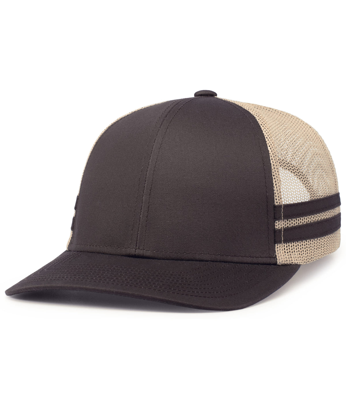 Pacific Headwear BROWN/KHAKI/BROWN / OS Low-Profile Stripe Trucker Cap