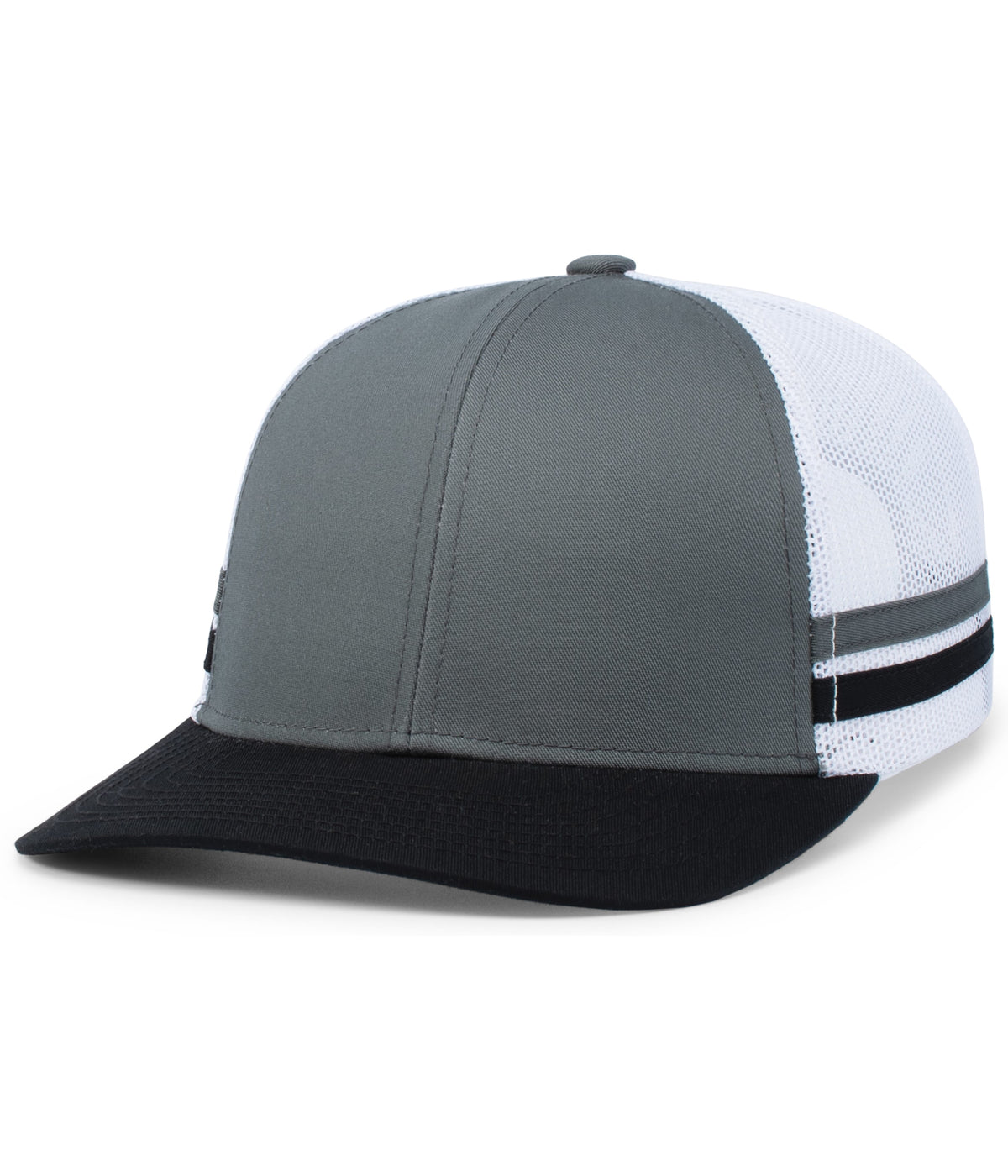 Pacific Headwear GRAPHITE/WHITE/BLACK / OS Low-Profile Stripe Trucker Cap