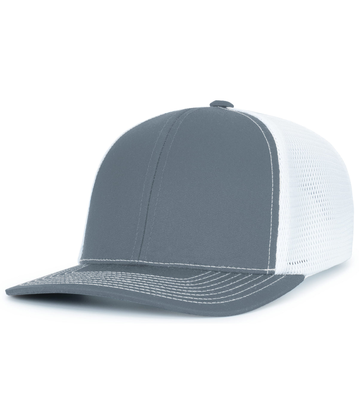 Pacific Headwear GRAPHITE/WHITE/GRAPHITE / OS Contrast Stitch Trucker PacFlex Snapback Cap