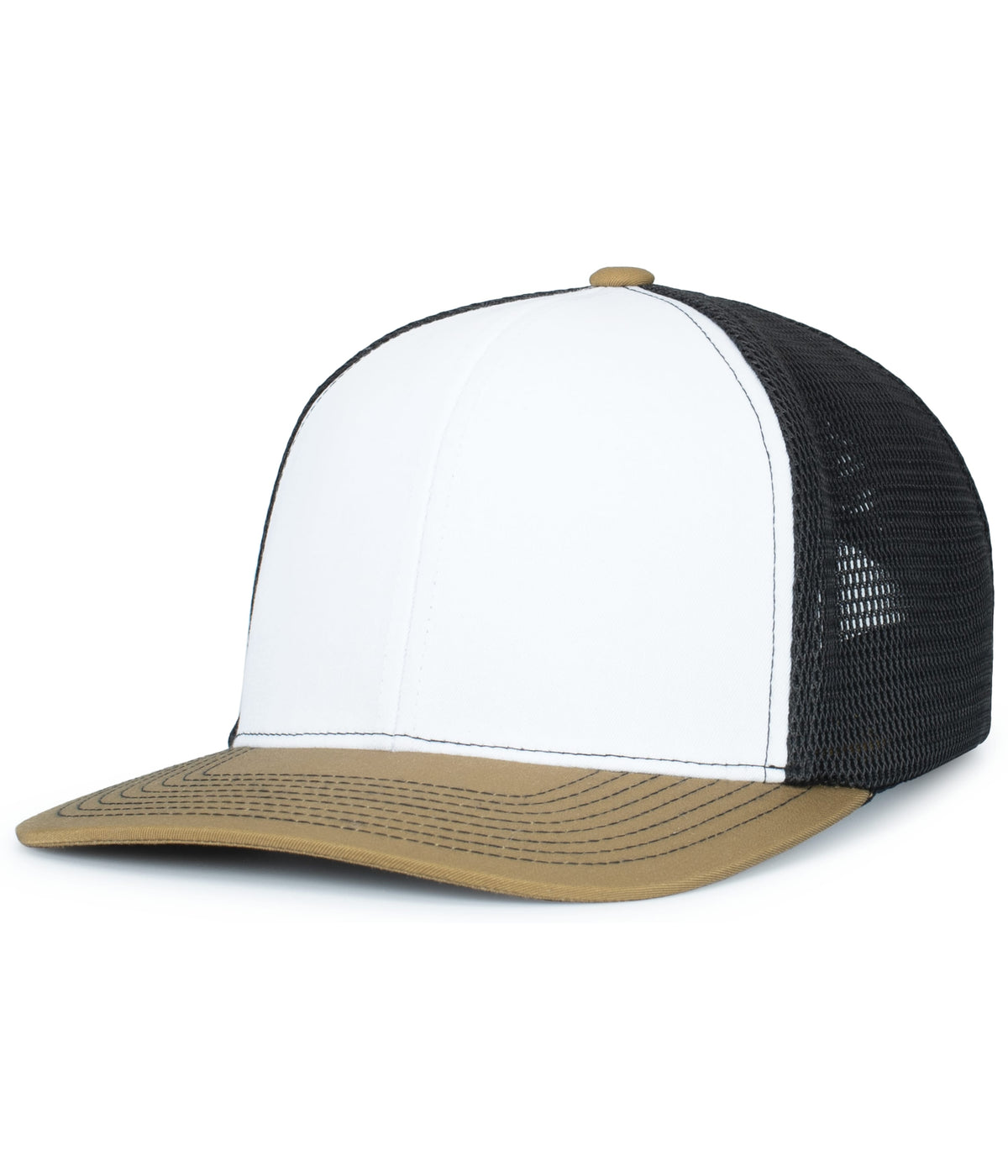 Pacific Headwear WHITE/LIGHT CHARCOAL/BUCK / OS Contrast Stitch Trucker PacFlex Snapback Cap