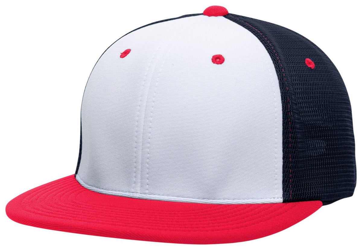 Pacific Headwear WHITE/NAVY/RED / S/M Premium M2 Performance Trucker Flexfit® Cap