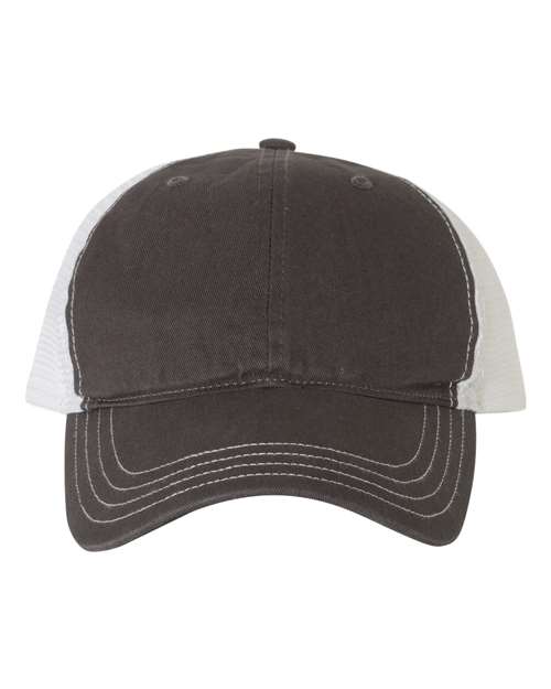 Richardson Charcoal/ White / Adjustable Richardson 111 Garment-Washed Trucker Cap