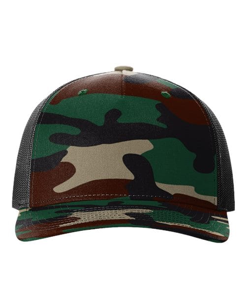 Richardson Green Camo/ Black / Adjustable Richardson 112PFP Five-Panel Printed Trucker Cap