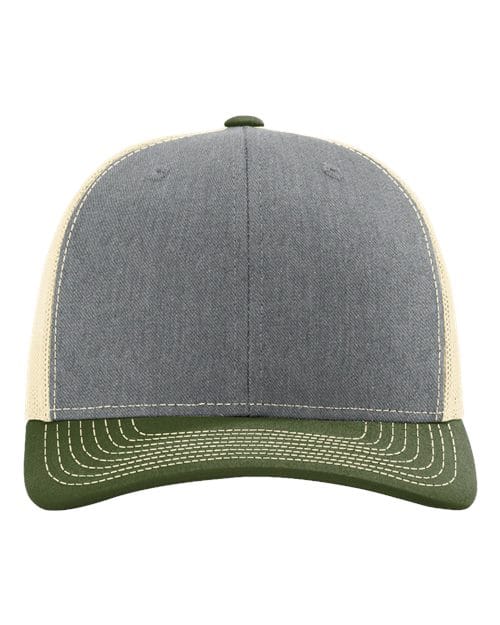 Richardson Heather Grey/ Birch/ Army Olive / OSFM Richardson 112 Snapback Trucker Cap