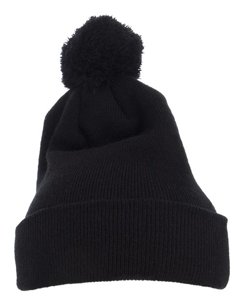 YP Classics Pom-Pom Cuffed Knit Beanie - Black