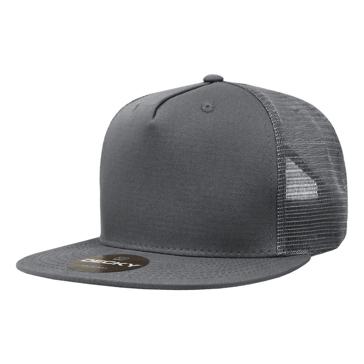 Decky 1040 5 Panel High Profile Structured Cotton Blend Trucker - Charcoal