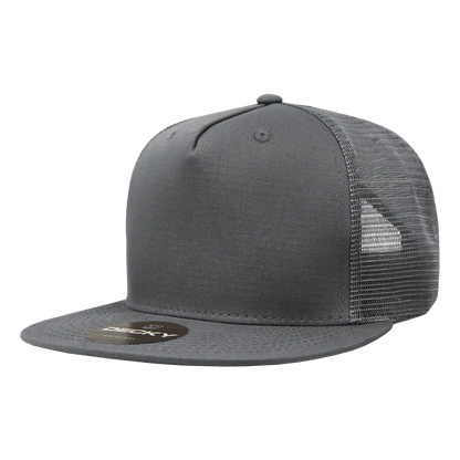Decky 1040 5 Panel High Profile Structured Cotton Blend Trucker - Charcoal