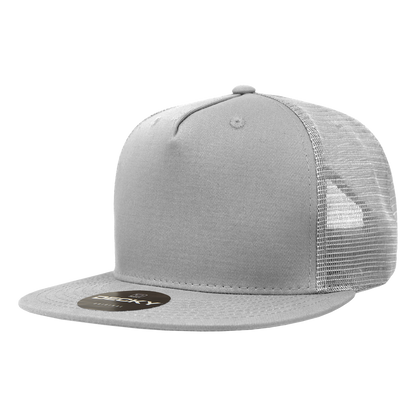 Decky 1040 5 Panel High Profile Structured Cotton Blend Trucker - Grey