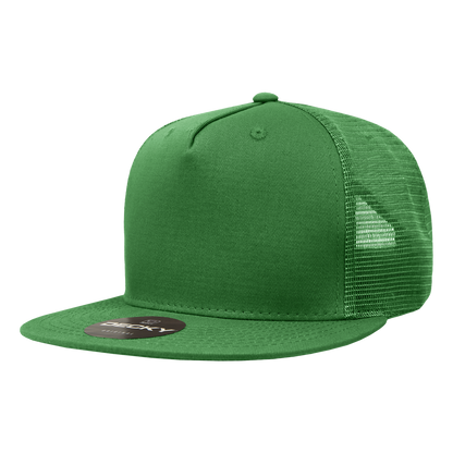 Decky 1040 5 Panel High Profile Structured Cotton Blend Trucker - Kelly