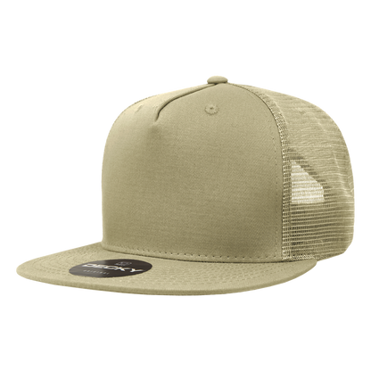 Decky 1040 5 Panel High Profile Structured Cotton Blend Trucker - Khaki