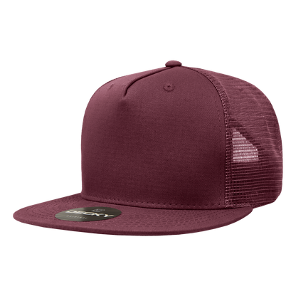 Decky 1040 5 Panel High Profile Structured Cotton Blend Trucker - Maroon