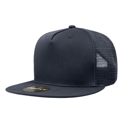 Decky 1040 5 Panel High Profile Structured Cotton Blend Trucker - Navy