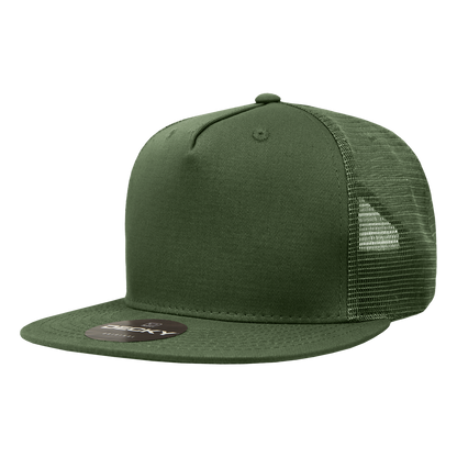 Decky 1040 5 Panel High Profile Structured Cotton Blend Trucker - Olive
