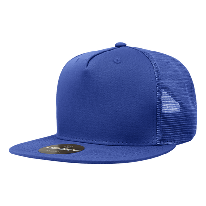 Decky 1040 5 Panel High Profile Structured Cotton Blend Trucker - Royal