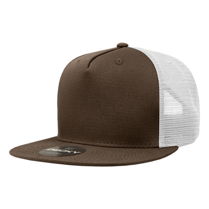 Decky 1040 5 Panel High Profile Structured Cotton Blend Trucker - Brn/Wht