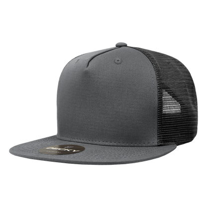 Decky 1040 5 Panel High Profile Structured Cotton Blend Trucker - Cha/Blk