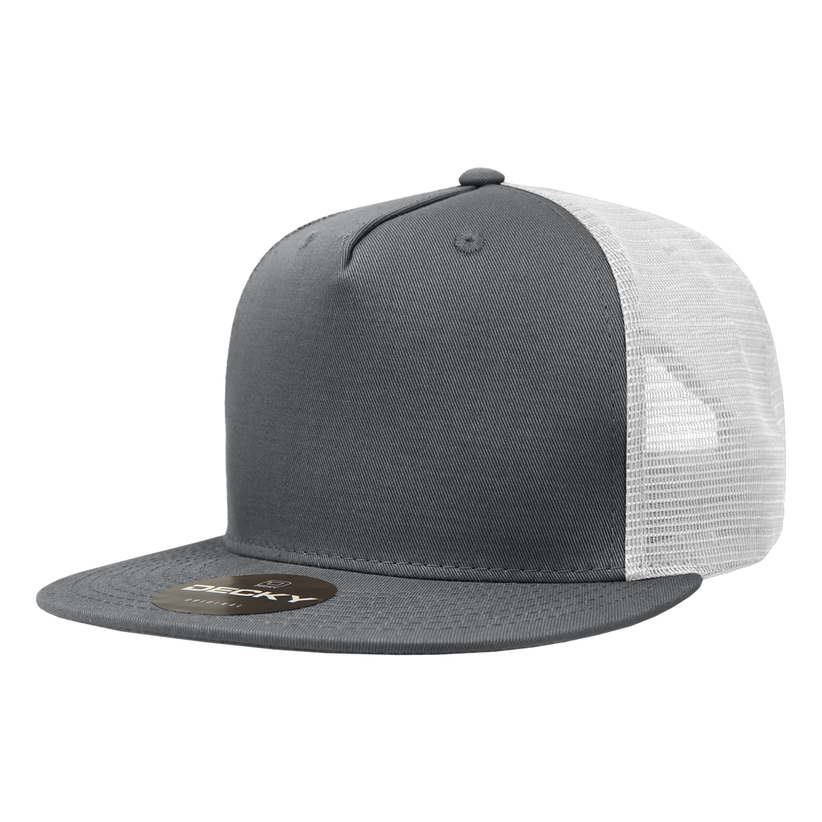 Decky 1040 5 Panel High Profile Structured Cotton Blend Trucker - Cha/Wht