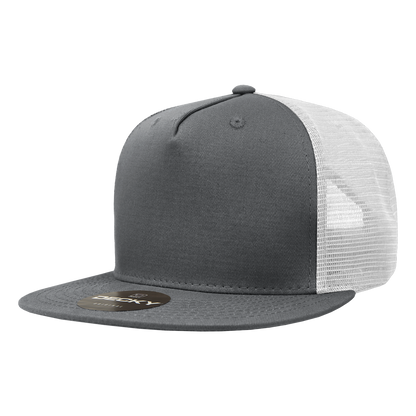 Decky 1040 5 Panel High Profile Structured Cotton Blend Trucker - Cha/Wht
