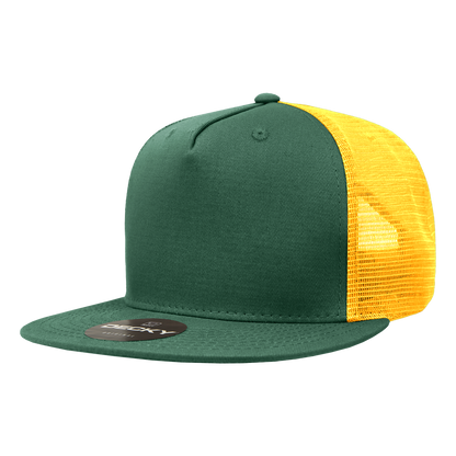 Decky 1040 5 Panel High Profile Structured Cotton Blend Trucker - For/Gld