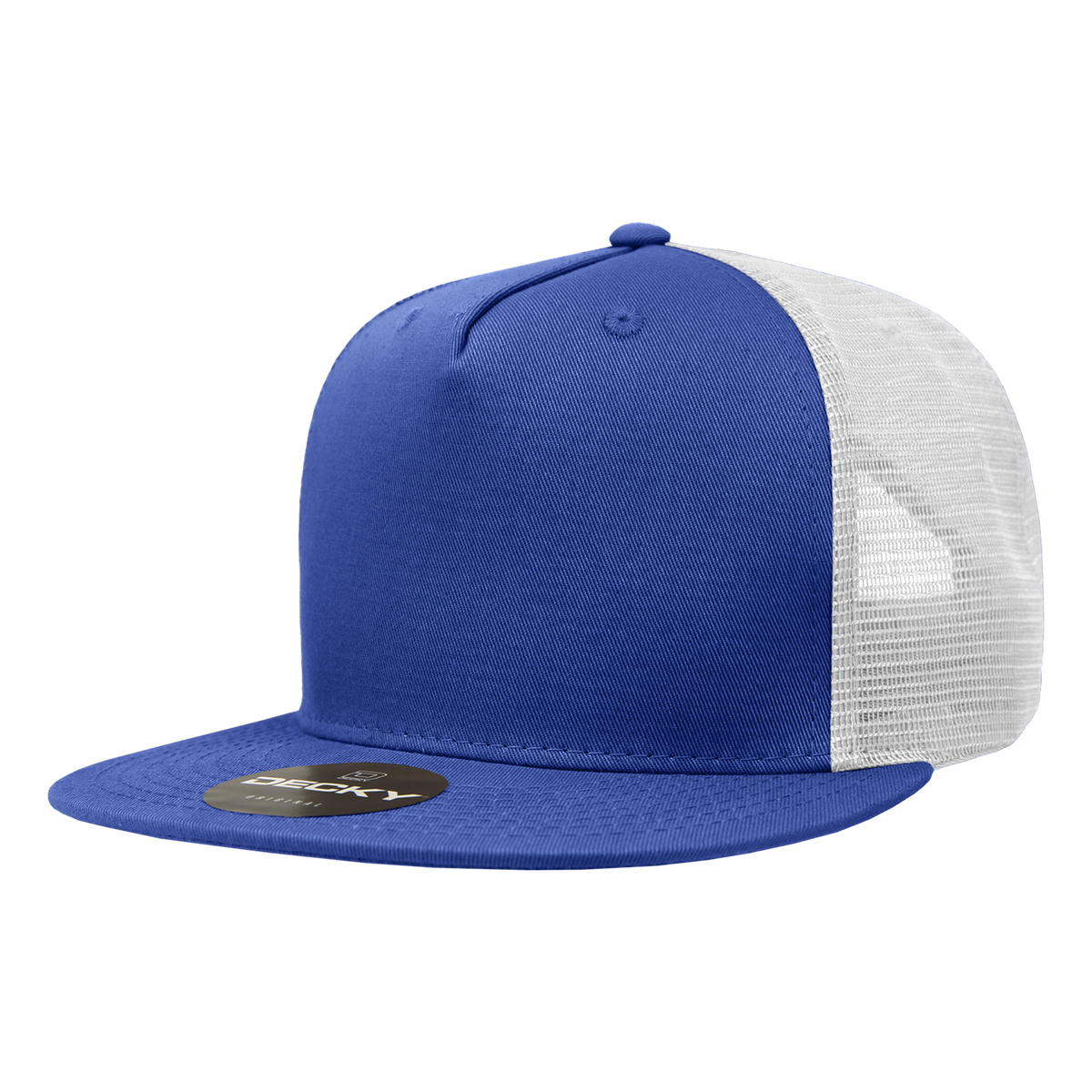 Decky 1040 5 Panel High Profile Structured Cotton Blend Trucker - Ryl/Wht