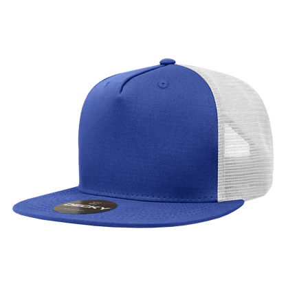 Decky 1040 5 Panel High Profile Structured Cotton Blend Trucker - Ryl/Wht