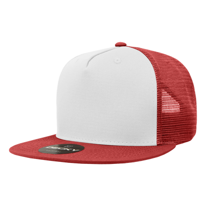 Decky 1040 5 Panel High Profile Structured Cotton Blend Trucker - Car/Wht/Car