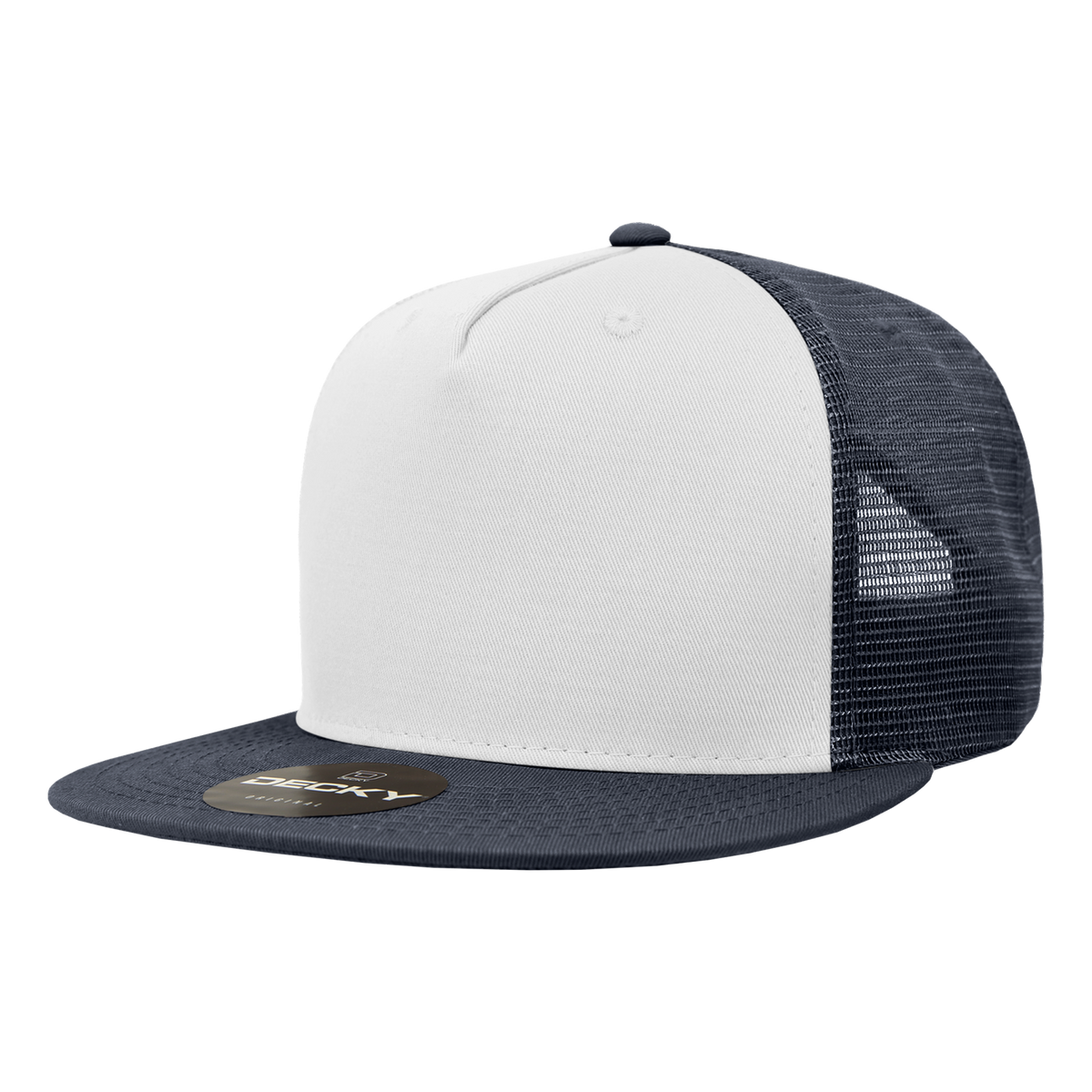 Decky 1040 5 Panel High Profile Structured Cotton Blend Trucker - Nvy/Wht/Nvy