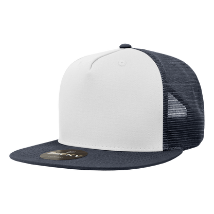 Decky 1040 5 Panel High Profile Structured Cotton Blend Trucker - Nvy/Wht/Nvy