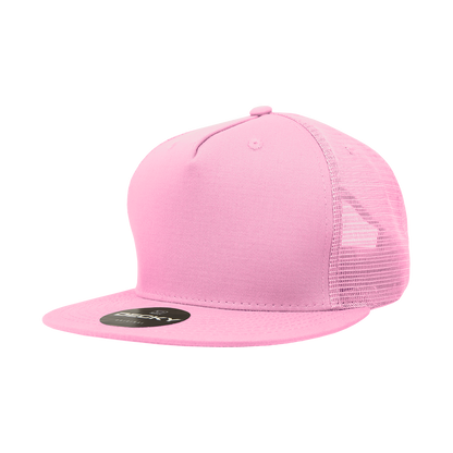 Decky 1040 5 Panel High Profile Structured Cotton Blend Trucker - Pink