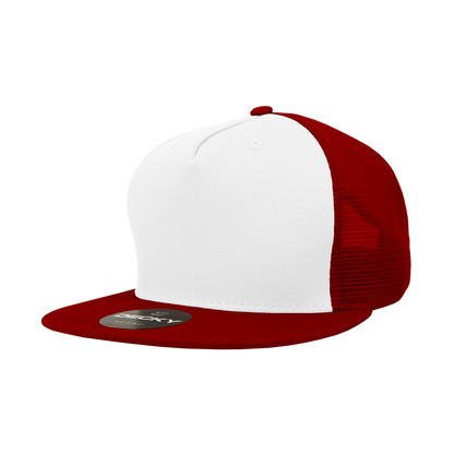 Decky 1040 5 Panel High Profile Structured Cotton Blend Trucker - Wht/Car