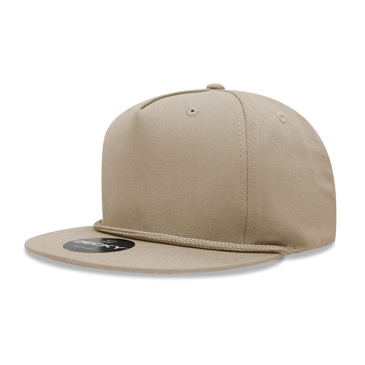 Decky 1041 5 Panel High Profile Structured Cotton Blend Rope Hat - Khaki