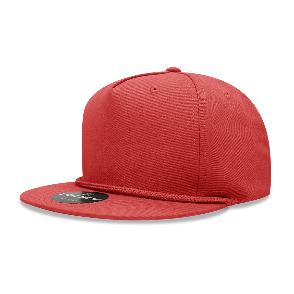 Decky 1041 5 Panel High Profile Structured Cotton Blend Rope Hat - Red