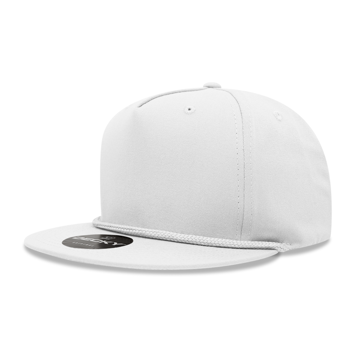 Decky 1041 5 Panel High Profile Structured Cotton Blend Rope Hat - White