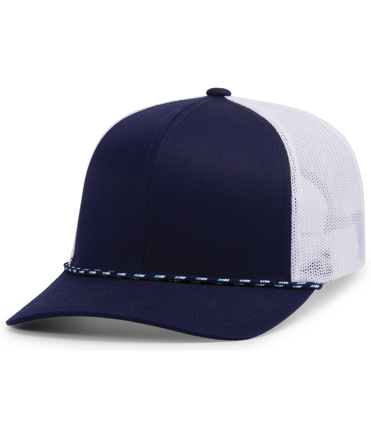 Pacific Headwear Trucker Snapback Braid Cap - TRUE NAVY/WHITE/TRUE NAVY